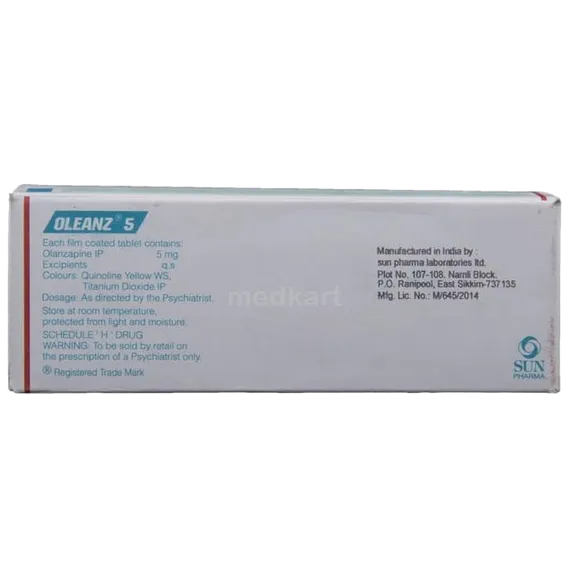 oleanz 5mg tablet 10's